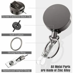 OUSUDELA 2 Pièces Porte-clés Rétractable En Métal Noir, Enrouleur Avec Mousqueton, Porte-clés Rétractable Avec Clip, Utilisé Pour Accrocher Des Clés Et Des Cartes De Travail 8 OUSUDELA 2 Pièces Porte-clés Rétractable En Métal Noir, Enrouleur Avec Mousqueton, Porte-clés Rétractable Avec Clip, Utilisé Pour Accrocher Des Clés Et Des Cartes De Travail -Equipement antichute Soldes 67712293 2