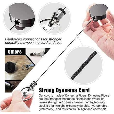 OUSUDELA 2 Pièces Porte-clés Rétractable En Métal Noir, Enrouleur Avec Mousqueton, Porte-clés Rétractable Avec Clip, Utilisé Pour Accrocher Des Clés Et Des Cartes De Travail 5 OUSUDELA 2 Pièces Porte-clés Rétractable En Métal Noir, Enrouleur Avec Mousqueton, Porte-clés Rétractable Avec Clip, Utilisé Pour Accrocher Des Clés Et Des Cartes De Travail – Image 3
