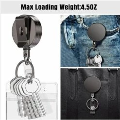 OUSUDELA 2 Pièces Porte-clés Rétractable En Métal Noir, Enrouleur Avec Mousqueton, Porte-clés Rétractable Avec Clip, Utilisé Pour Accrocher Des Clés Et Des Cartes De Travail 10 OUSUDELA 2 Pièces Porte-clés Rétractable En Métal Noir, Enrouleur Avec Mousqueton, Porte-clés Rétractable Avec Clip, Utilisé Pour Accrocher Des Clés Et Des Cartes De Travail -Equipement antichute Soldes 67712293 4