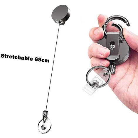 OUSUDELA 2 Pièces Porte-clés Rétractable En Métal Noir, Enrouleur Avec Mousqueton, Porte-clés Rétractable Avec Clip, Utilisé Pour Accrocher Des Clés Et Des Cartes De Travail 7 OUSUDELA 2 Pièces Porte-clés Rétractable En Métal Noir, Enrouleur Avec Mousqueton, Porte-clés Rétractable Avec Clip, Utilisé Pour Accrocher Des Clés Et Des Cartes De Travail – Image 5