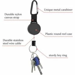 PERLE RARE 4 Pièces Porte Clef Retractable Avec Mousqueton,Porte Badge Enrouleur Pour Cartes De Bus,Clé,Cartes Accès,Carte étudiants -Equipement antichute Soldes 67717364 4