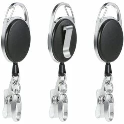 FLYME Porte-clés - Rallonge Rétractable Avec Ressort Renforcé Et Cordon Solide Pour Cartes D'identité Avec Clip Ceinture Porte-clés Et Crochet Clip