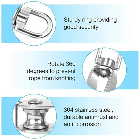 YIENJAOY AGILITY Poulie Simple Pivotante 5 Pièces M15 Poulie Simple En Acier Inoxydable Robuste Poulie Simple Bloc Lisse Rouleau De Chargement 35 KG Pour Corde De Levage Câble Corde à Linge 6 YIENJAOY AGILITY Poulie Simple Pivotante 5 Pièces M15 Poulie Simple En Acier Inoxydable Robuste Poulie Simple Bloc Lisse Rouleau De Chargement 35 KG Pour Corde De Levage Câble Corde à Linge – Image 4