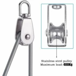 LLOVE Poulie Pivotante à Une Roue En Acier Inoxydable 304 M50, Chargement 400 Kg - Argent -Equipement antichute Soldes 67882766 5
