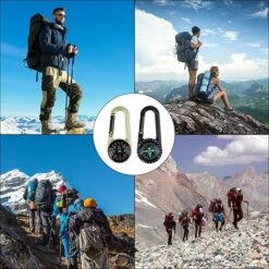 LTS FAFA Boussole Mousqueton Extérieur 2 Pièces Portable Mousqueton Avec Alliage De Zinc Boussole Crochet Porte-clés Pour Camping Voyage Randonnée Enfants -Equipement antichute Soldes 67894856 5