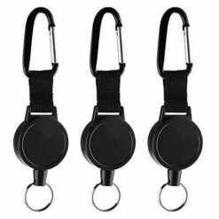 YOOUYIDA Rétractable Robuste Rétractable Porte-clés Rétractable Badges Reel Clip Avec 60cm / 24 Pouces En Acier Câble, Noir 3 Pièces-