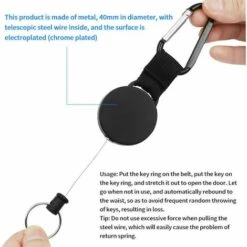 YOOUYIDA Rétractable Robuste Rétractable Porte-clés Rétractable Badges Reel Clip Avec 60cm / 24 Pouces En Acier Câble, Noir 3 Pièces- -Equipement antichute Soldes 67897335 3