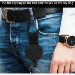 YOOUYIDA Rétractable Robuste Rétractable Porte-clés Rétractable Badges Reel Clip Avec 60cm / 24 Pouces En Acier Câble, Noir 3 Pièces- -Equipement antichute Soldes 67897335 4