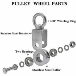 YOOUYIDA Poulie De Levage 500kg Avec 2 Roulements, Poulie Pour Cable, 48mm Poulie Inox 304 Argent- -Equipement antichute Soldes 67897497 5