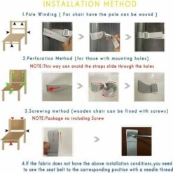 ENLENK Sangles De Sécurité Pour Chaise Haute, Harnais De Sécurité 5 Points Pour Enfants Convertibles Pour Chaise Haute/landau/poussette/poussette -Equipement antichute Soldes 67907909 2