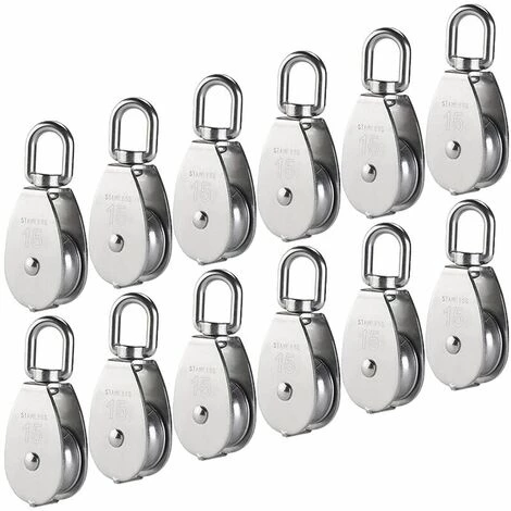 LLOVE M15 Poulie Simple En Acier Inoxydable 304, 15MM Seul Poulies Bloc Rouleau, Grue Pivot Crochet Lisse Fil Corde Câble Chargement 77lbs/35Kg (12 Pièces) 3 LLOVE M15 Poulie Simple En Acier Inoxydable 304, 15MM Seul Poulies Bloc Rouleau, Grue Pivot Crochet Lisse Fil Corde Câble Chargement 77lbs/35Kg (12 Pièces)