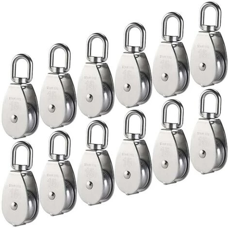 Kueatily M15 Poulie Simple En Acier Inoxydable 304, 15MM Seul Poulies Bloc Rouleau, Grue Pivot Crochet Lisse Fil Corde Câble Chargement 77lbs/35Kg (12 Pièces) 3 Kueatily M15 Poulie Simple En Acier Inoxydable 304, 15MM Seul Poulies Bloc Rouleau, Grue Pivot Crochet Lisse Fil Corde Câble Chargement 77lbs/35Kg (12 Pièces)