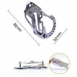 YIDOMDE Multifonction Porte-clšŠs Survie En Plein Air Edc Tactique Outil De Poche En Acier Inoxydable Mousqueton Clip Ouvre-bouteille ClšŠ Vis Outil De Bon Augure -Equipement antichute Soldes 68070409 3