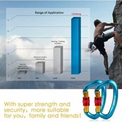 LTS FAFA Mousqueton, 2 Pièces Approuvé UIAA Grand Mousqueton Avec Verrouillage à Vis, Mousqueton à Vis Robuste, Mousqueton Pour Camping, Alpinisme, Hamac, équipement De Plein Air -Equipement antichute Soldes 68114179 2