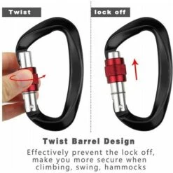 KAEJYIUT Mousqueton Antichute Mousqueton En Forme De D 12KN Noir (2 -Equipement antichute Soldes 68156119 4