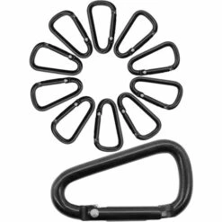 LTS FAFA 10x Mousqueton En Aluminium, Mini Mousqueton, Pour Attacher L'équipement Au Sac à Dos, à La Ceinture, à La Tente, Au Canoë, 4 Cm, Tout Noir, Lot De 10