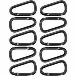 LTS FAFA 10x Mousqueton En Aluminium, Mini Mousqueton, Pour Attacher L'équipement Au Sac à Dos, à La Ceinture, à La Tente, Au Canoë, 4 Cm, Tout Noir, Lot De 10 -Equipement antichute Soldes 68314526 3