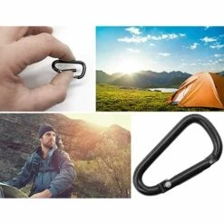 LTS FAFA 10x Mousqueton En Aluminium, Mini Mousqueton, Pour Attacher L'équipement Au Sac à Dos, à La Ceinture, à La Tente, Au Canoë, 4 Cm, Tout Noir, Lot De 10 -Equipement antichute Soldes 68314526 5