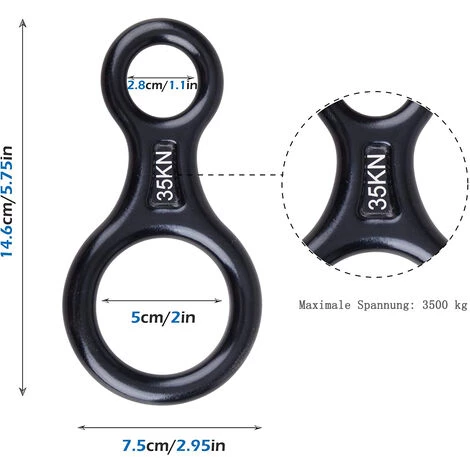 EINEMGELD Dispositif De Corde 35 KN Escalade 8 Dispositif De Rappel Pour Diamètre De Corde 8-13 Mm 4 EINEMGELD Dispositif De Corde 35 KN Escalade 8 Dispositif De Rappel Pour Diamètre De Corde 8-13 Mm – Image 2