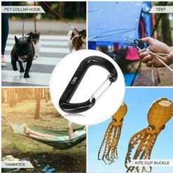 GRID COOL Mousqueton 4 Pièces 12KN Wiregate Mousqueton Sans Accroc Mousqueton En Acier Pince à Ressort Léger Hamac Balançoire Pince équipement - Barrière Filaire -Equipement antichute Soldes 68492045 4