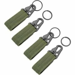 PERLE RARE 4 Pièces Pince Mousqueton Tactique D'équipement Porte-clés Boucle De Ceinture Avec Porte Clé,Porte-clés Tactique Extérieur/Mousqueton Sac à Dos Boucle Pour Camping Randonnée (Vert)