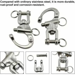 ECHOO Mousqueton à Emerillon, 2 Pièces Mousqueton Pivotant à Emerillon Maillons Rapides En Acier Inoxydable 316 Crochet à Ressort Rapide à Largage Pour Drisse De Voilier Bateaux Accessoires (70mm) -Equipement antichute Soldes 68595560 3