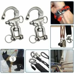 ECHOO Mousqueton à Emerillon, 2 Pièces Mousqueton Pivotant à Emerillon Maillons Rapides En Acier Inoxydable 316 Crochet à Ressort Rapide à Largage Pour Drisse De Voilier Bateaux Accessoires (70mm) -Equipement antichute Soldes 68595560 4