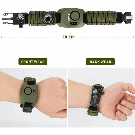 Bracelet Paracorde Survie Pour Homme Femme, Militaire Paracord Bracelet Kit Avec Flint + Boussole + Thermomètre + Sifflet + Couteau + Lumière LED Pour Extérieur, Randonneur, Explorateurs THSINDE 6 Bracelet Paracorde Survie Pour Homme Femme, Militaire Paracord Bracelet Kit Avec Flint + Boussole + Thermomètre + Sifflet + Couteau + Lumière LED Pour Extérieur, Randonneur, Explorateurs THSINDE – Image 4