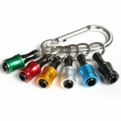 Mousqueton DENUOTOP 1/4 Pouces Tige Hexagonale En Alliage D'aluminium Tournevis Porte-embouts Barre D'extension Perceuse Vis Adaptateur Changement Porte-clés Portable (12PC Couleur Avec Mousqueton Argenté)