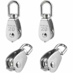 ECHOO 4 Pièces 20 Mm Poulie Simple Poulie En Acier Inox Poulie De Levage Capacité De La Poulie - Argent
