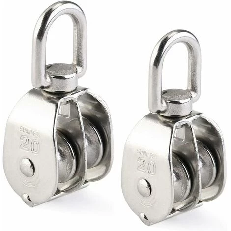 FORTUNEVILLE Poulie Double 2pcs Inox 304 Pivotant Double Poulie 3 FORTUNEVILLE Poulie Double 2pcs Inox 304 Pivotant Double Poulie
