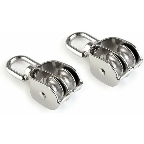 FORTUNEVILLE Poulie Double 2pcs Inox 304 Pivotant Double Poulie 4 FORTUNEVILLE Poulie Double 2pcs Inox 304 Pivotant Double Poulie – Image 2