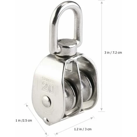 FORTUNEVILLE Poulie Double 2pcs Inox 304 Pivotant Double Poulie 7 FORTUNEVILLE Poulie Double 2pcs Inox 304 Pivotant Double Poulie – Image 5